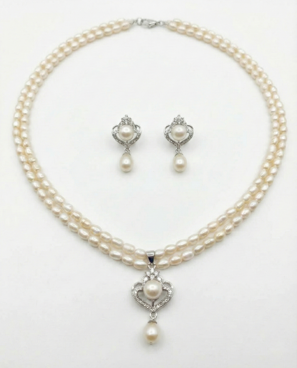 Romantic Double-Strand Pearl Jewellery Set