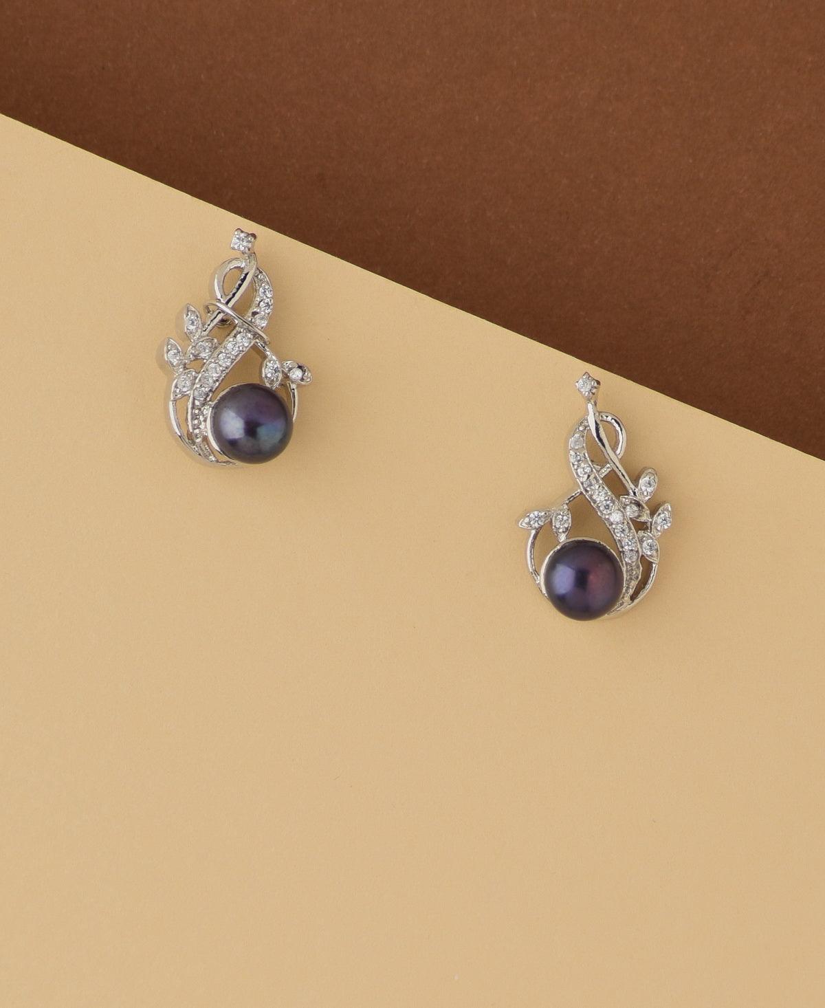 Pretty Black Pearl Stud Earring - Chandrani Pearls