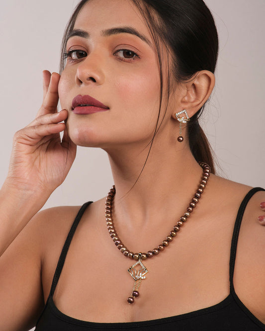 Pretty Brown Single Line Set - Chandrani Pearls