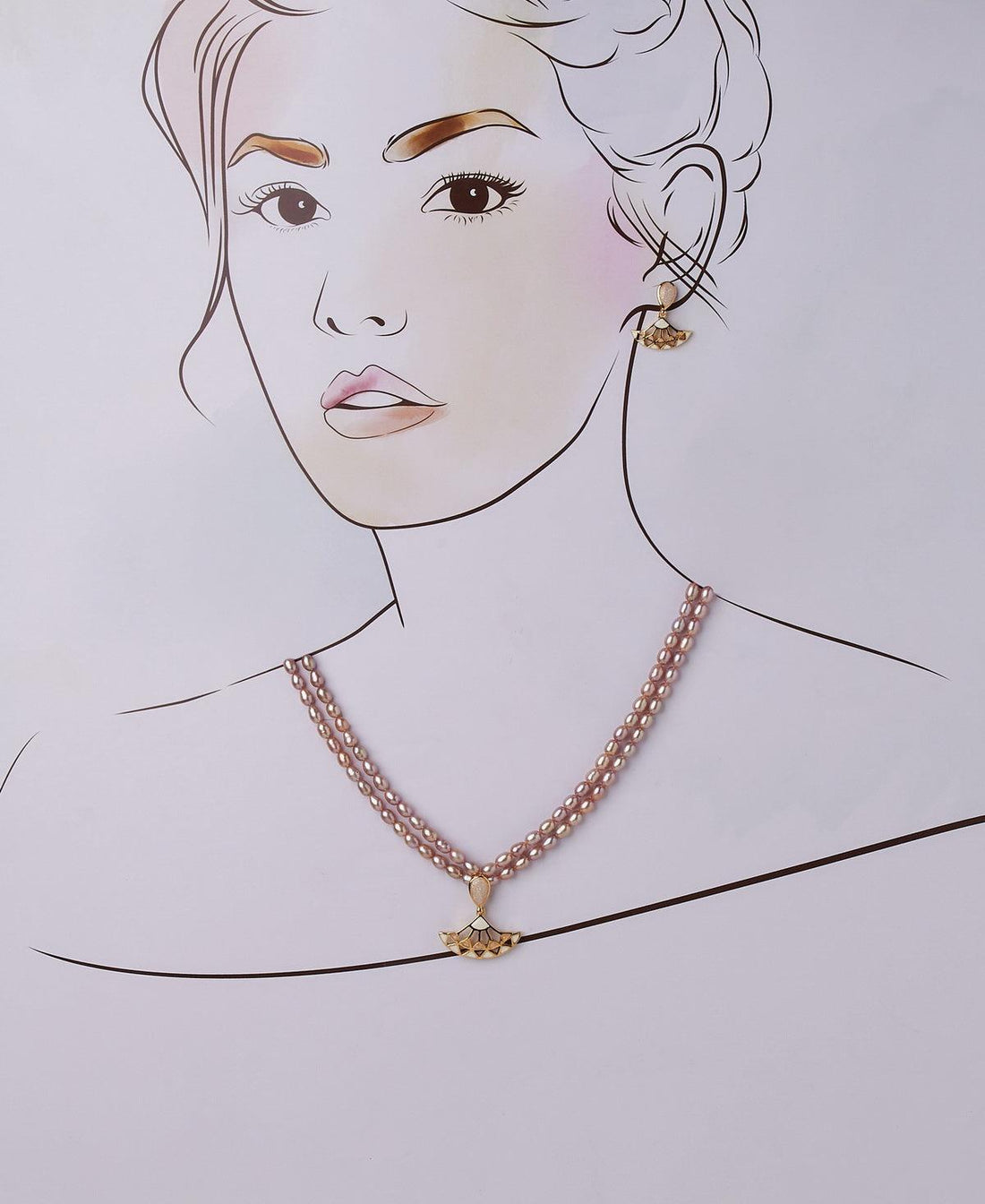 Pretty Enamel Pearl Necklace Set - Chandrani Pearls