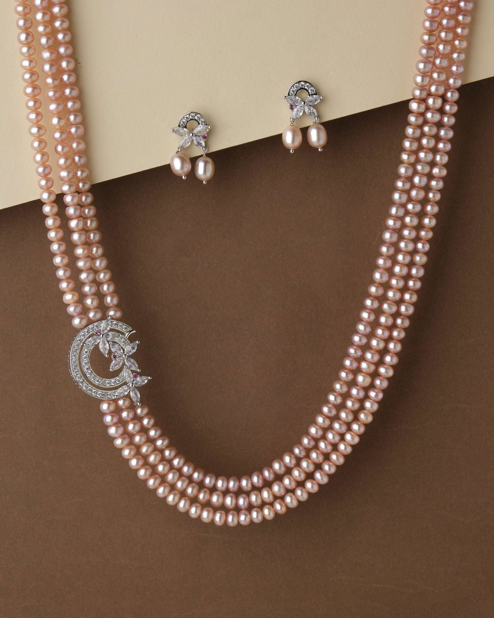 Pretty Floral Pearl Necklace Set - Chandrani Pearls