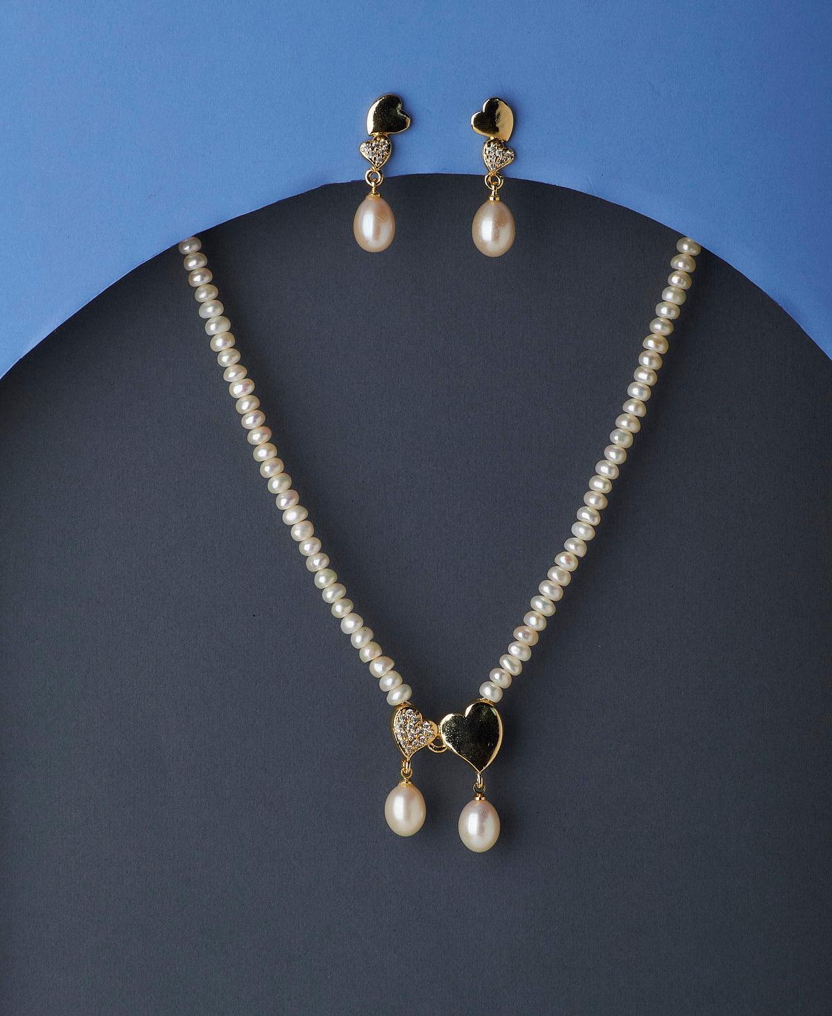 Pretty Heart Real Pearl Necklace Set - Chandrani Pearls