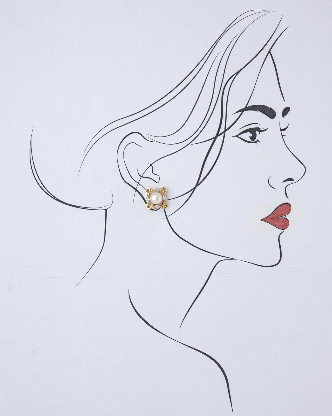 Pretty Pearl & Stone Stud Earring - Chandrani Pearls