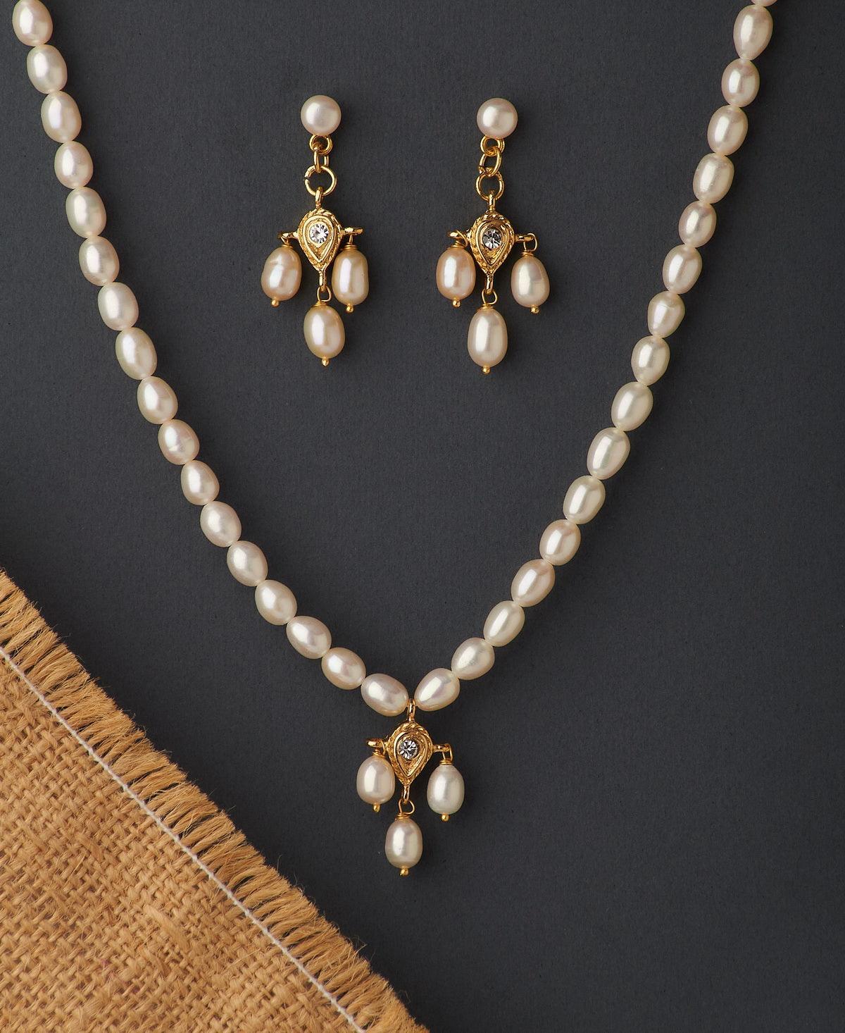 Pretty Real Pearl Necklace Set - Chandrani Pearls