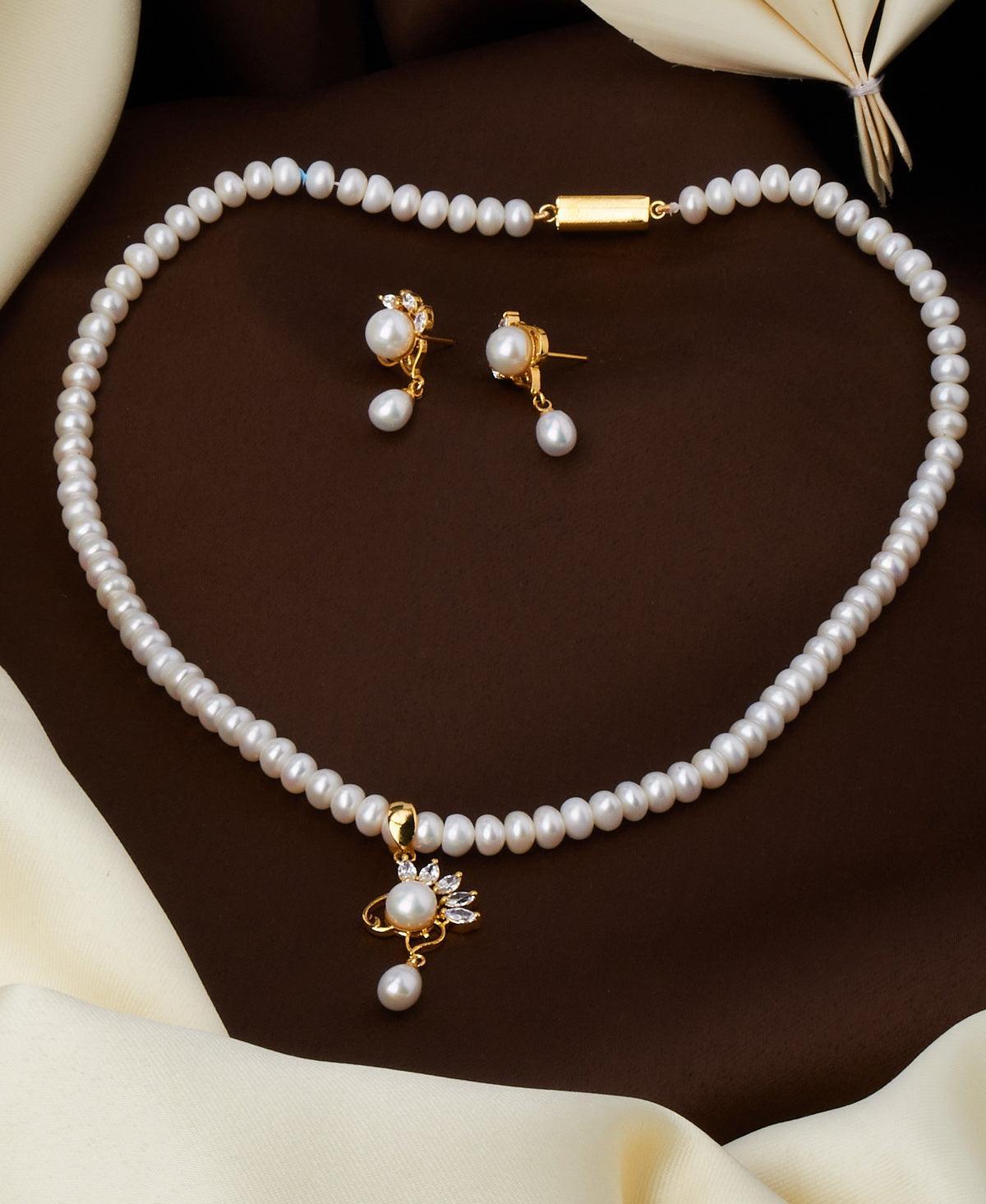 Pretty Real Pearl Necklace Set - Chandrani Pearls