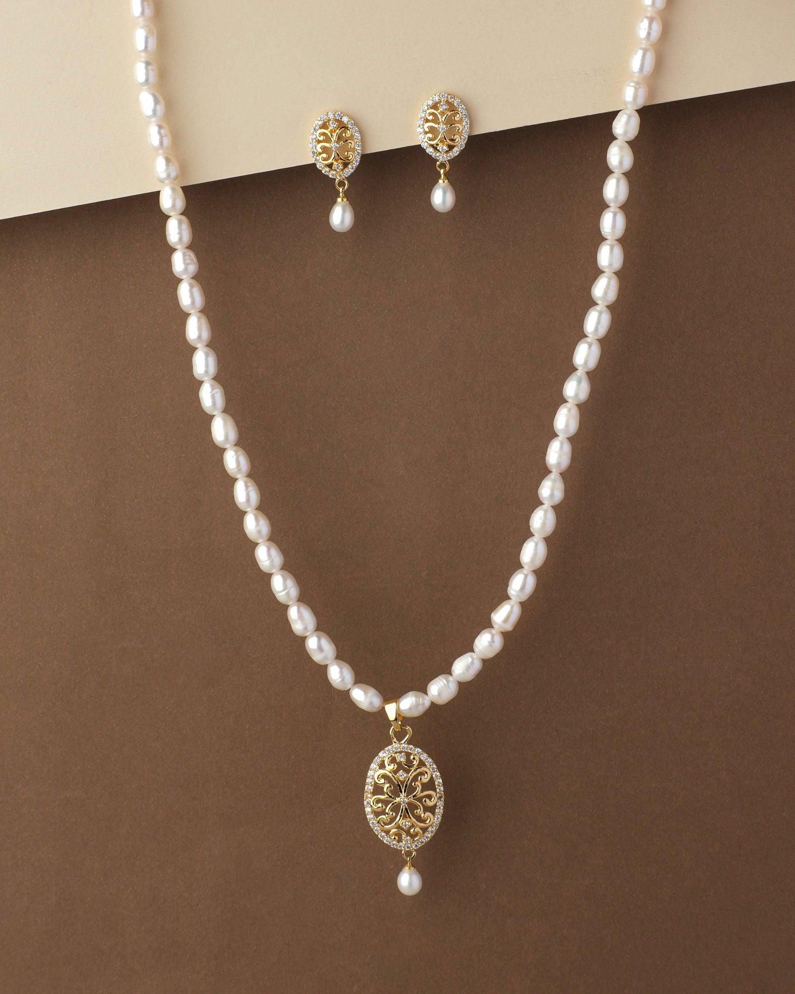 Pretty Real Pearl Necklace Set - Chandrani Pearls