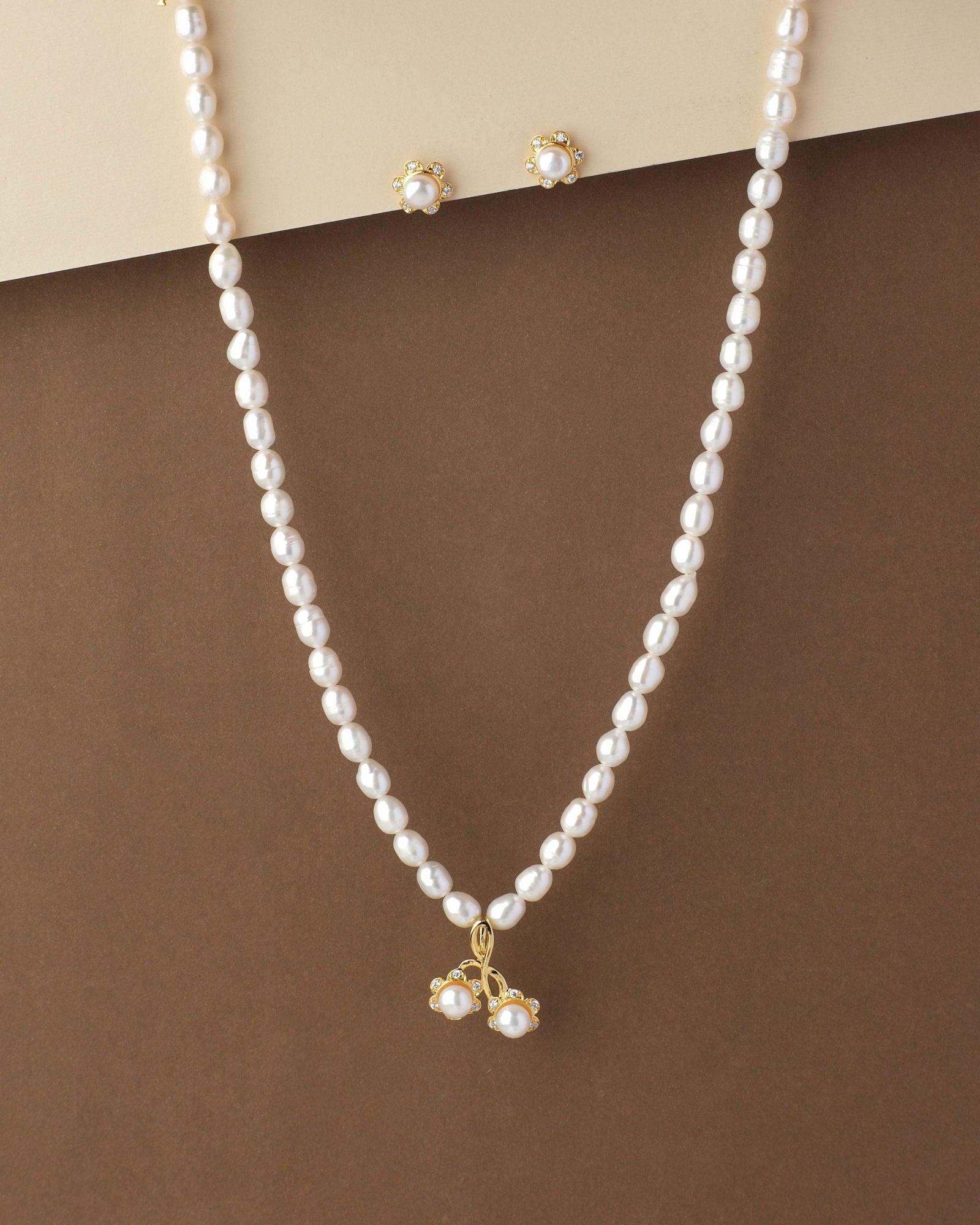 Pretty Real Pearl Necklace Set - Chandrani Pearls