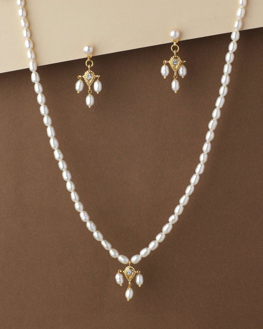 Pretty Real Pearl Necklace Set - Chandrani Pearls