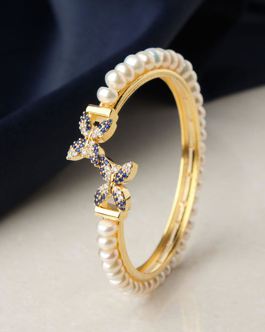 Pretty Stone Studded Pearl Bangle - Chandrani Pearls