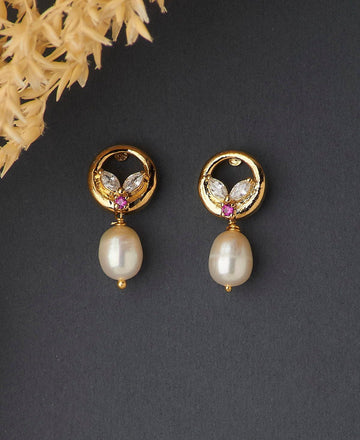 Pretty Stone Studded Pearl Earring - Chandrani Pearls
