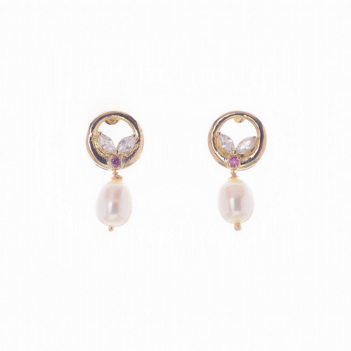 Pretty Stone Studded Pearl Earring - Chandrani Pearls