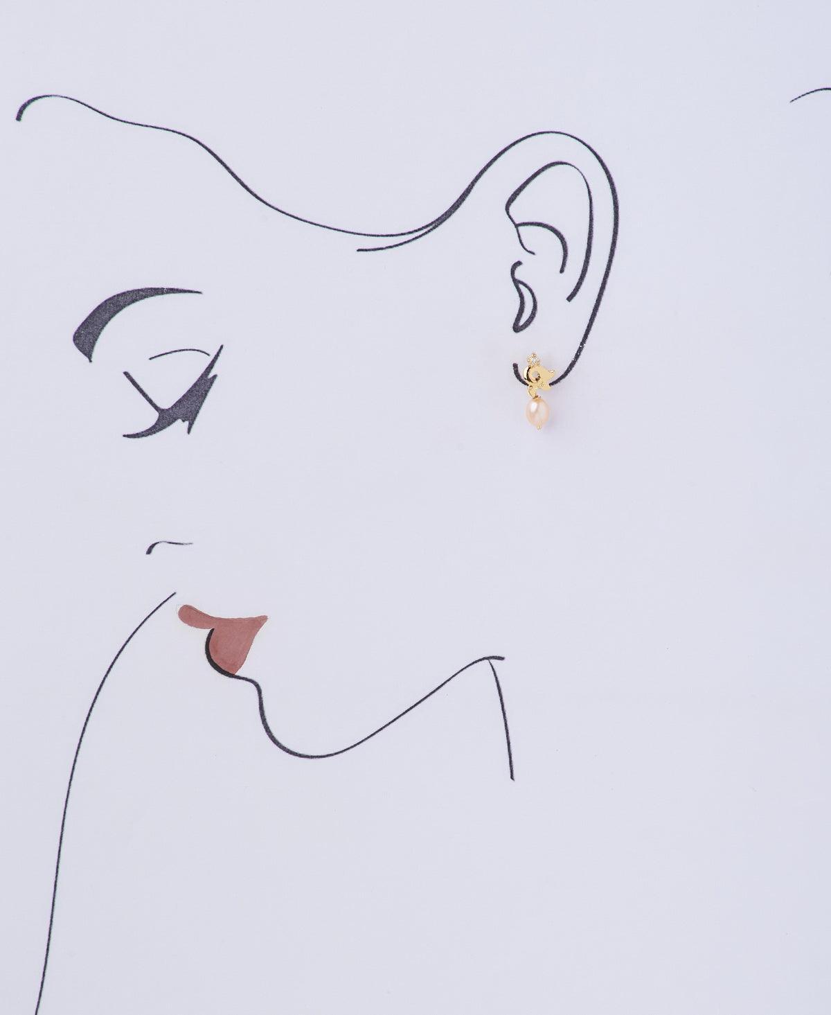 Pretty Stone Studded Pearl Earring - Chandrani Pearls