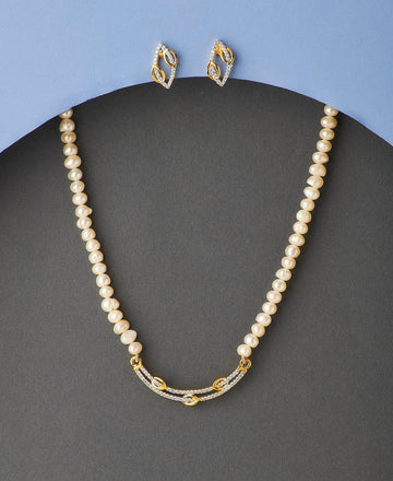 Pretty Stone Studded Pearl Necklace Set - Chandrani Pearls