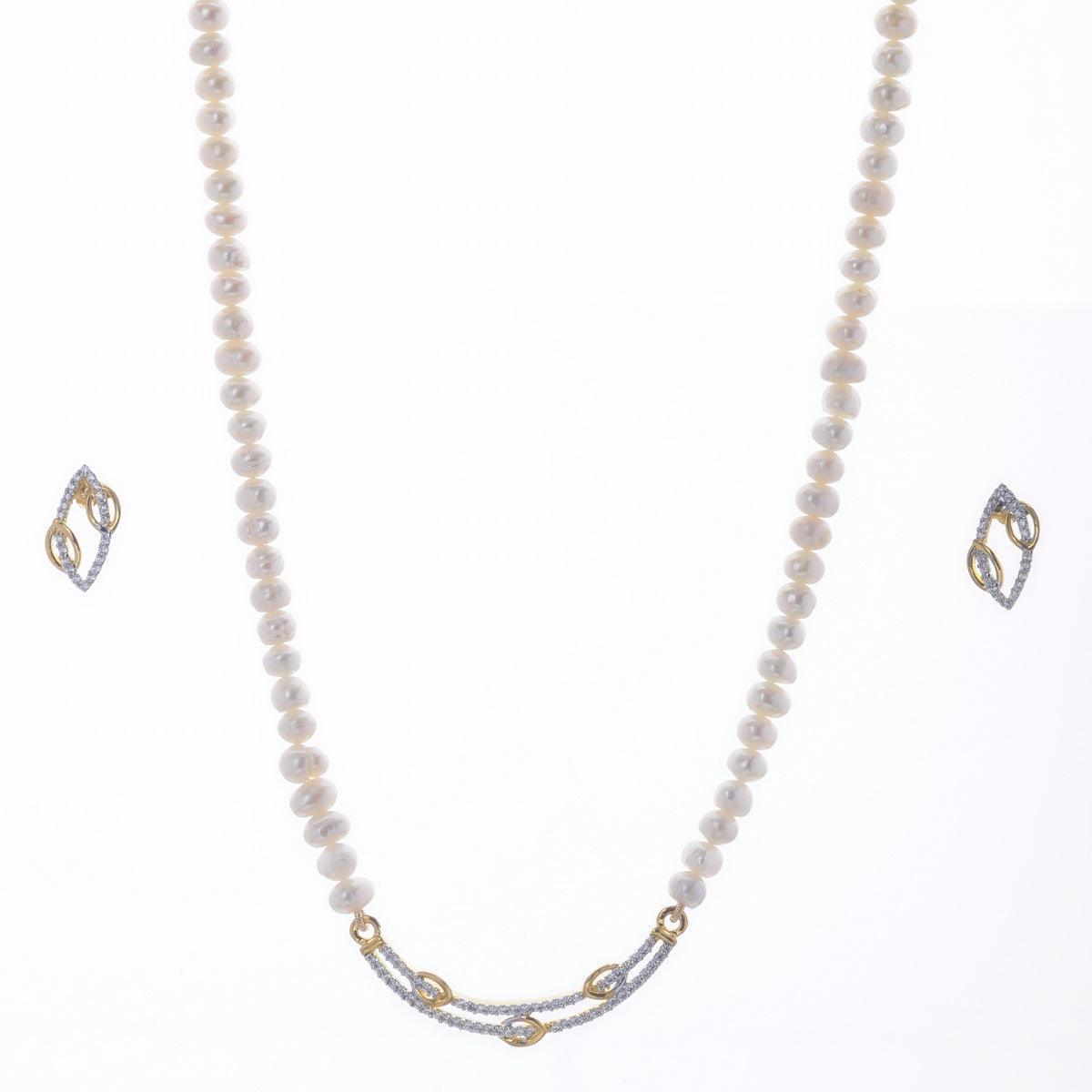 Pretty Stone Studded Pearl Necklace Set - Chandrani Pearls