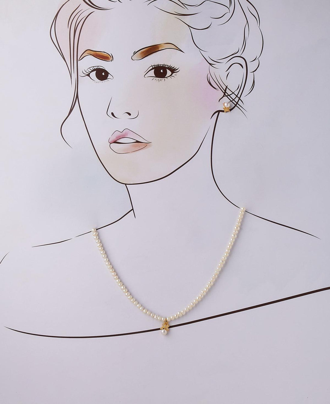 Pretty Stone Studded Pearl Necklace Set - Chandrani Pearls