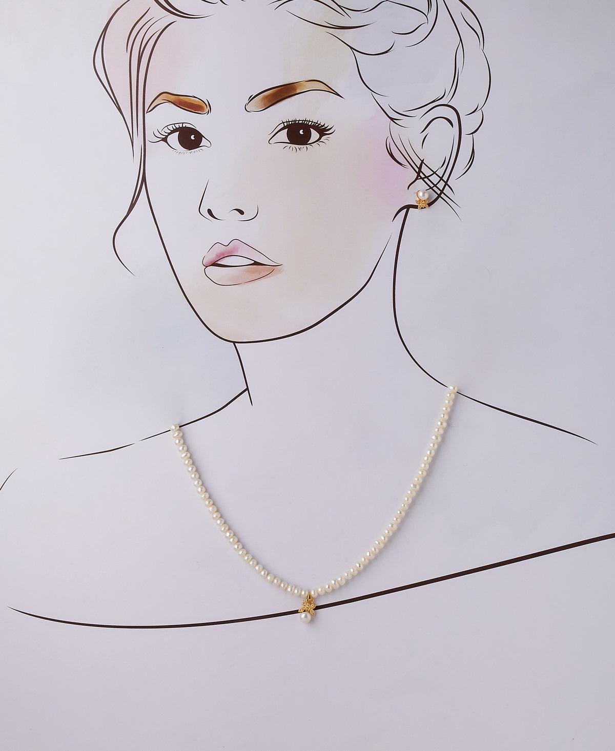 Pretty Stone Studded Pearl Necklace Set - Chandrani Pearls