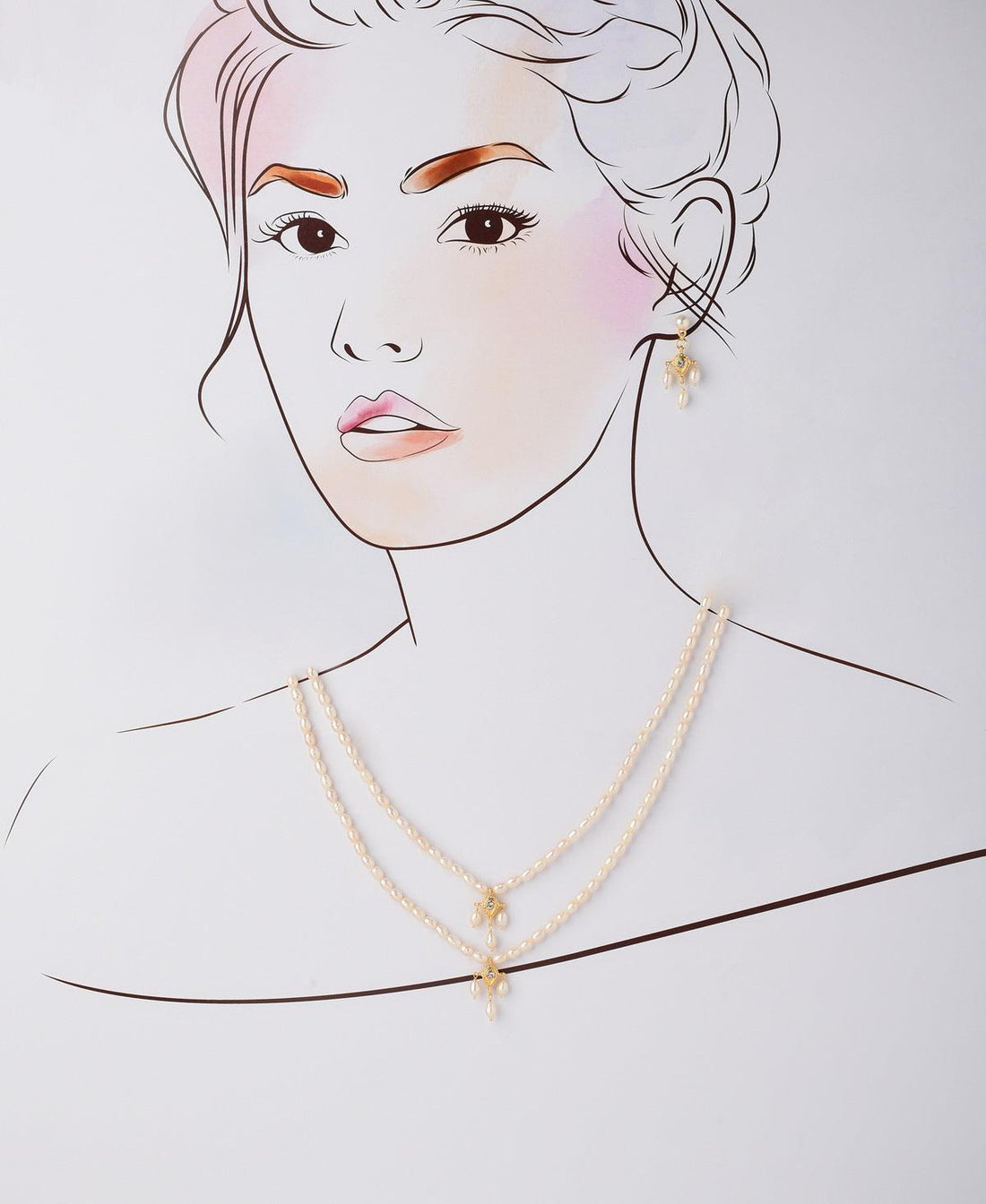 Pretty Stone Studded Pearl Necklace Set - Chandrani Pearls