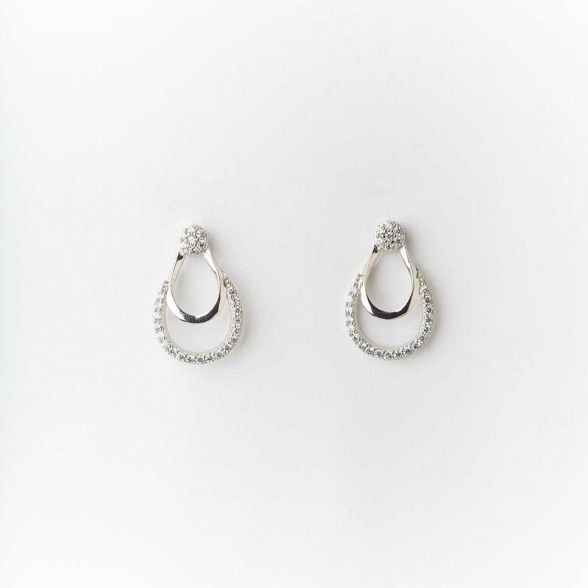 Pretty Stone Studded Silver Earring - Chandrani Pearls