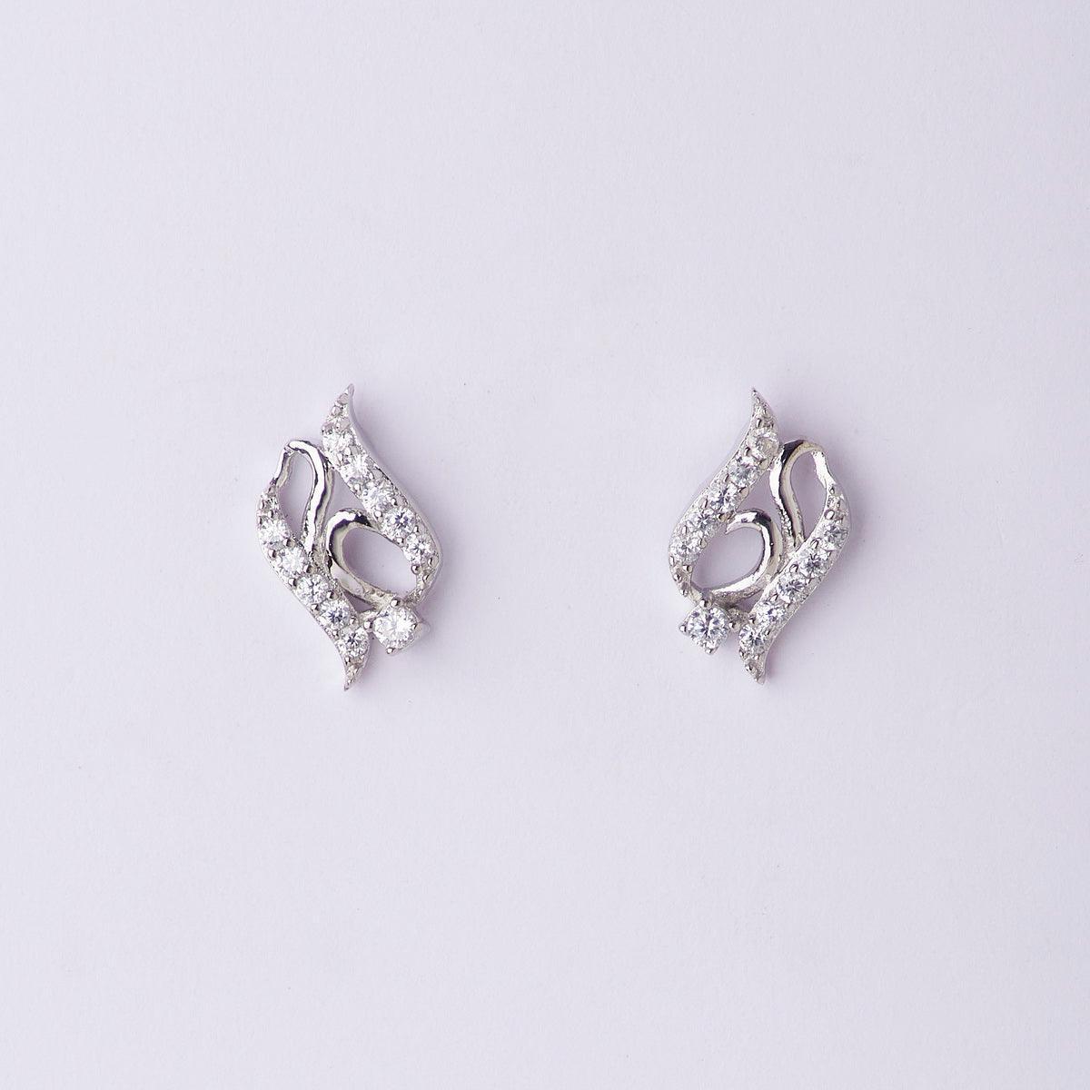 Pretty Stone Studded Silver Earring - Chandrani Pearls