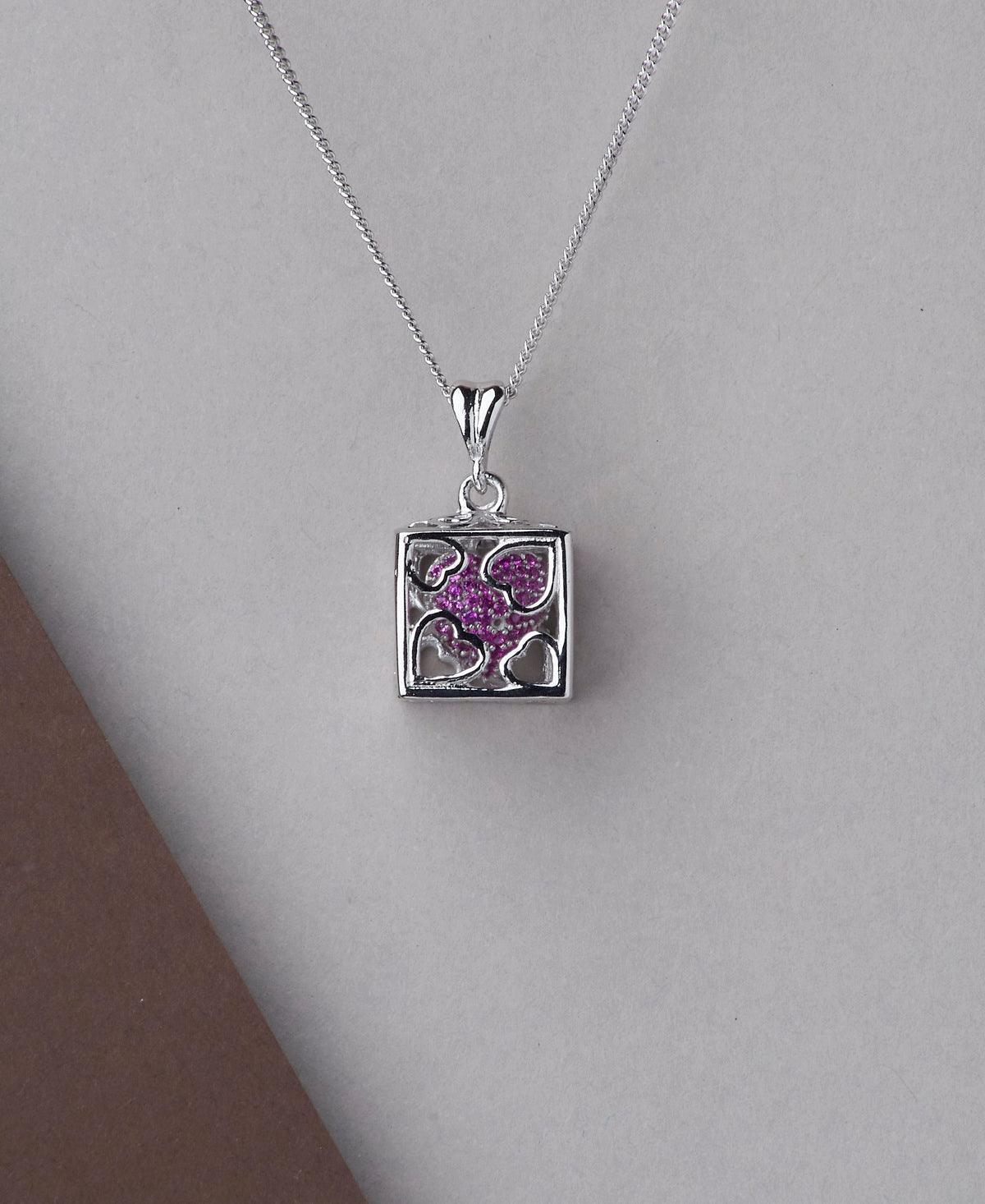 Pretty Stone Studded Silver Pendant - Chandrani Pearls