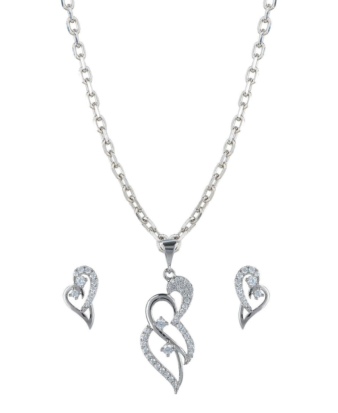 Pretty Stone Studded Silver Pendant Set - Chandrani Pearls