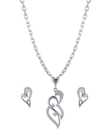 Pretty Stone Studded Silver Pendant Set - Chandrani Pearls
