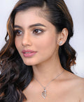 Pretty Stone Studded Silver Pendant Set - Chandrani Pearls