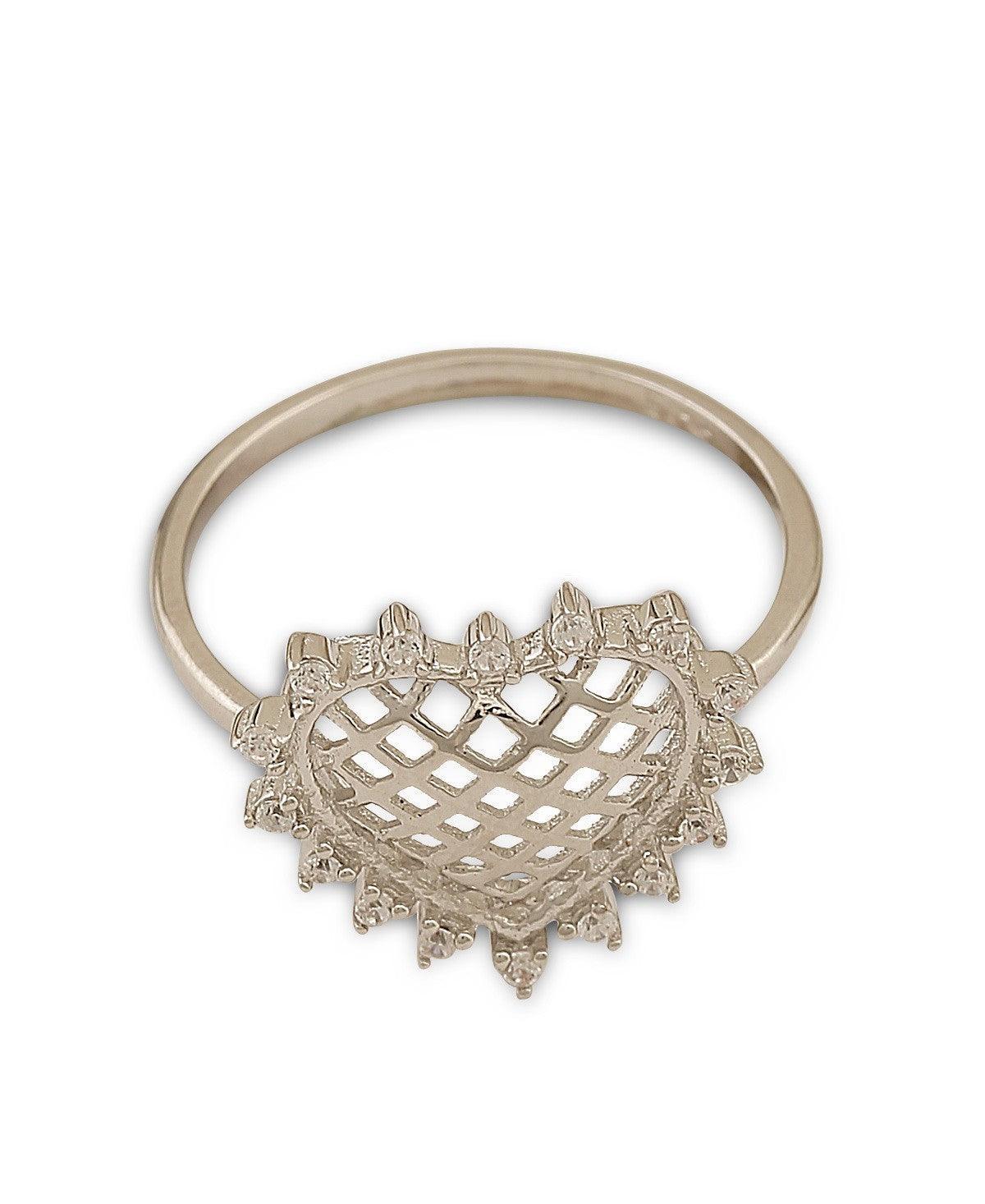 Pretty Stone Studded Silver Ring - Chandrani Pearls