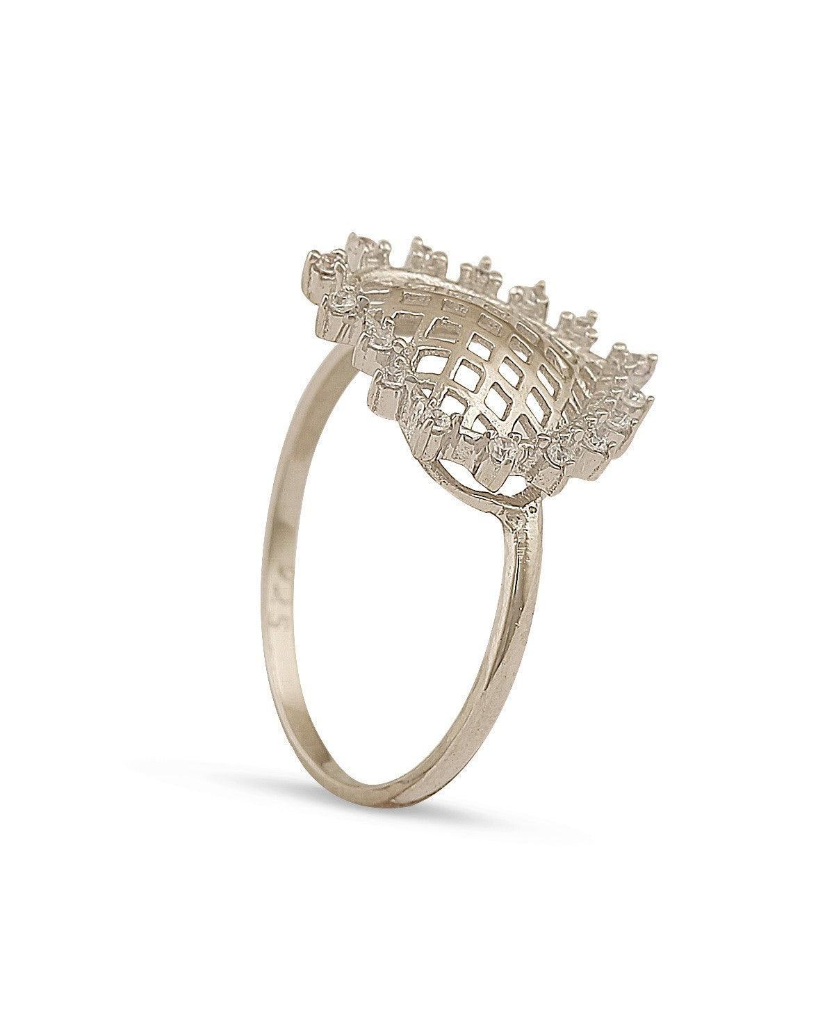 Pretty Stone Studded Silver Ring - Chandrani Pearls