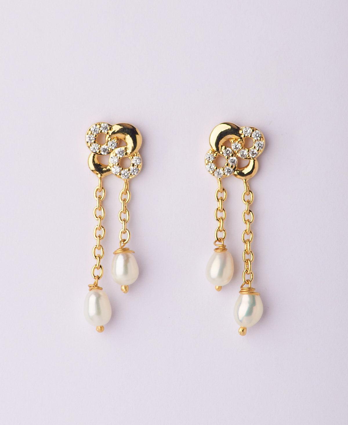 Pretty White Hanging Earring - Chandrani Pearls