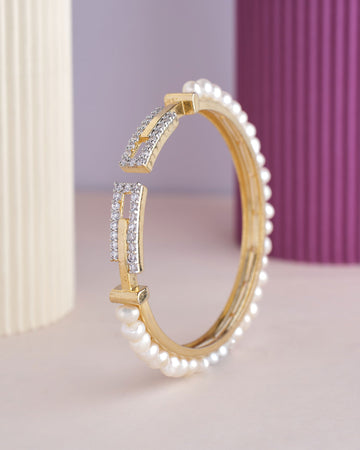 Pretty White Pearl Bangle - Chandrani Pearls