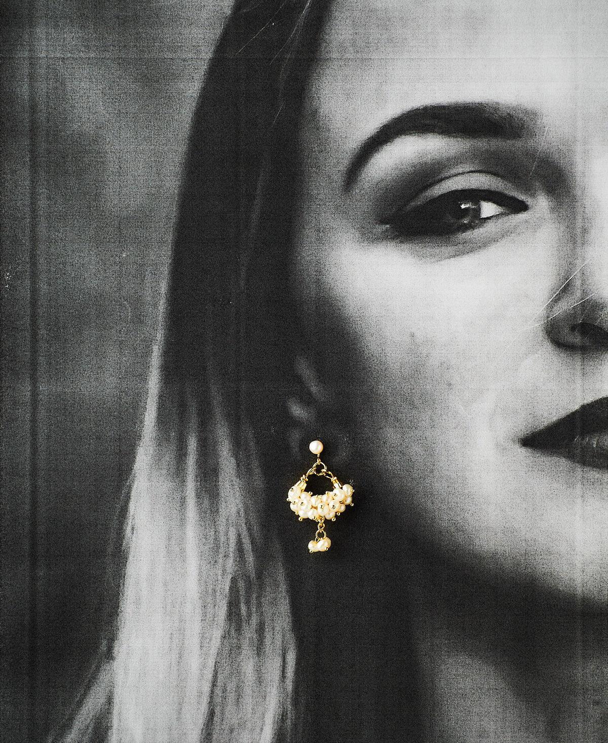 Pretty White Pearl Banjara Hanging Earrings - Chandrani Pearls