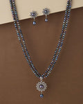Radiant Floral Black Pearl Necklace Set - Chandrani Pearls