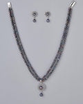 Radiant Floral Black Pearl Necklace Set - Chandrani Pearls
