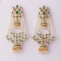 Rangabati Green Stones And Pearl Jhumkas - Chandrani Pearls