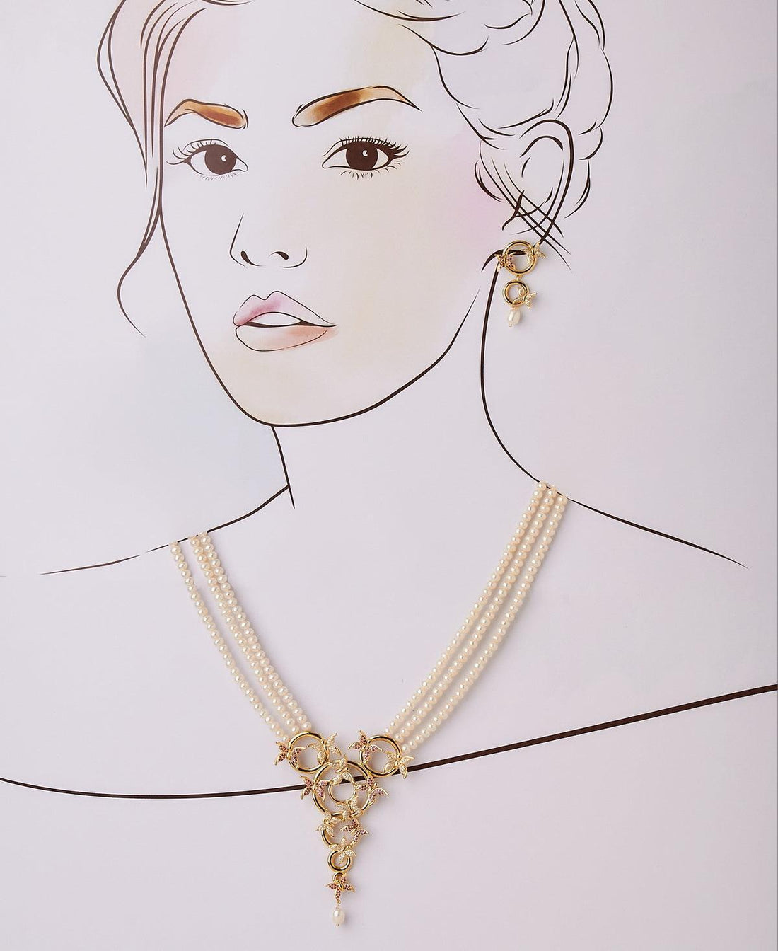 Ravishing Butterfly Real Pearl Necklace Set - Chandrani Pearls