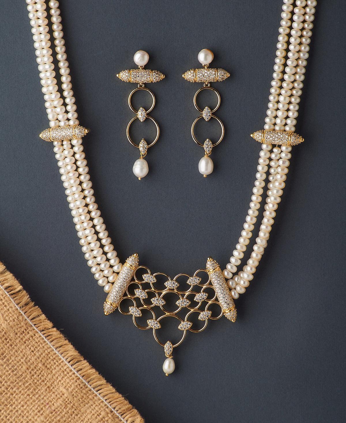 Ravishing Real Pearl Necklace Set - Chandrani Pearls