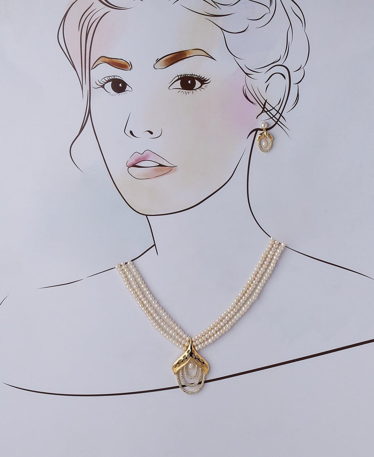 Ravishing Real Pearl Necklace Set - Chandrani Pearls