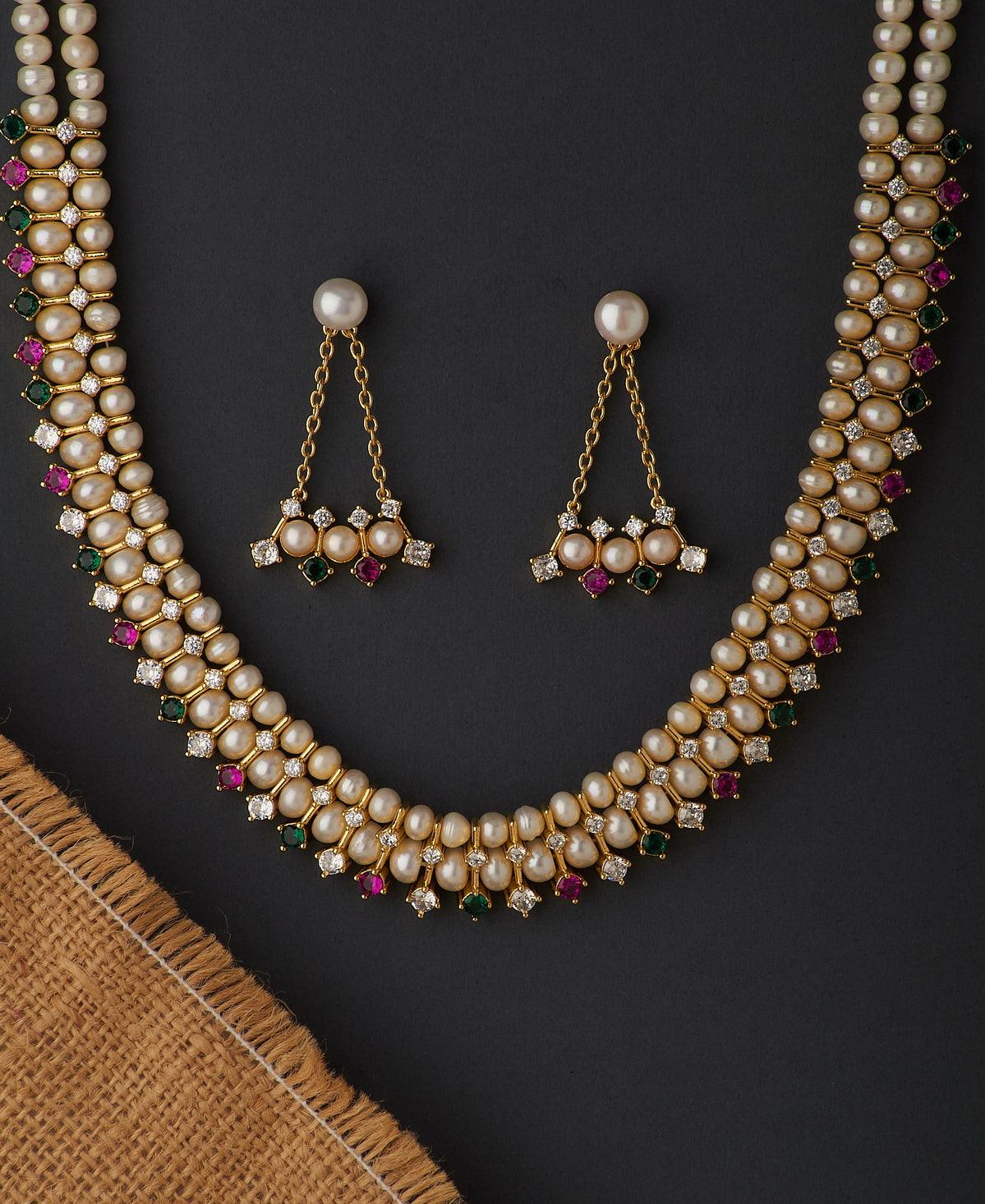 Ravishing Real Pearl Necklace Set - Chandrani Pearls