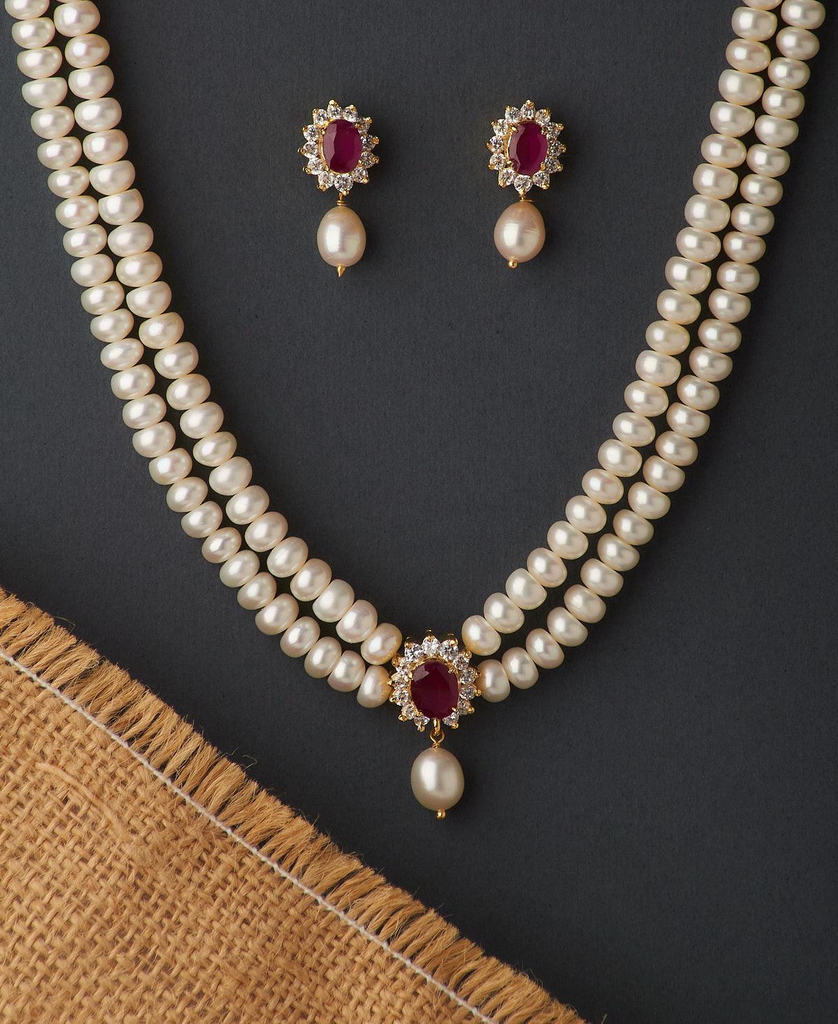 Ravishing Real Pearl Necklace Set - Chandrani Pearls