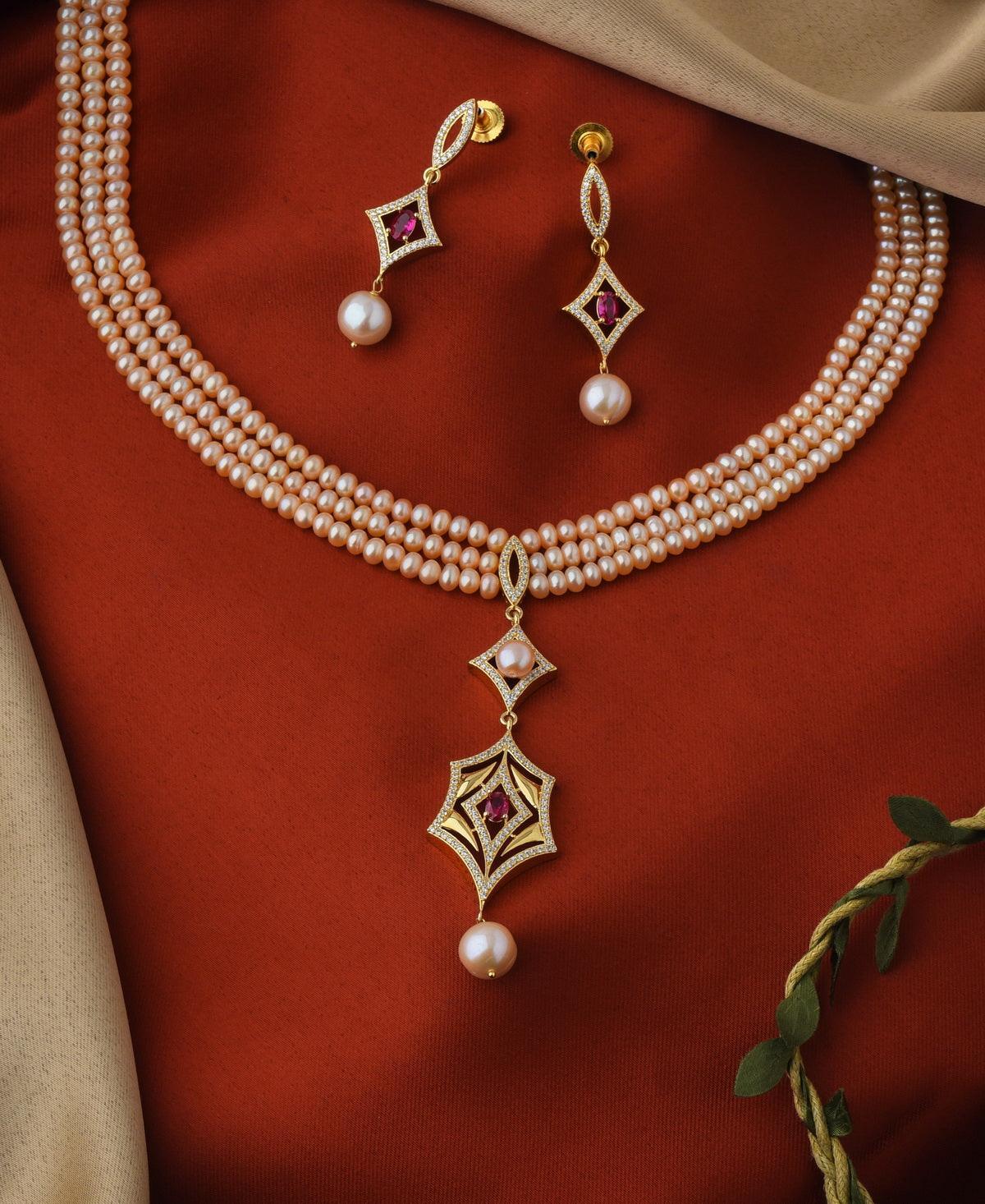 Ravishing Real Pearl Necklace Set - Chandrani Pearls