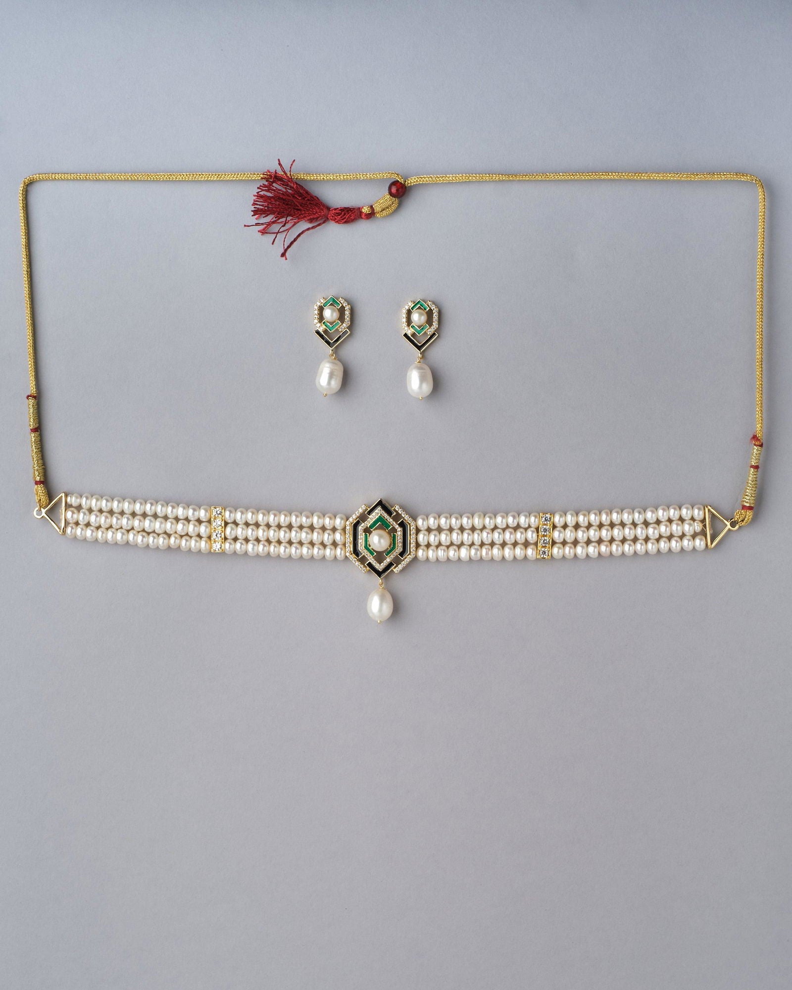 Ravishing Stone Studded Choker Set - Chandrani Pearls