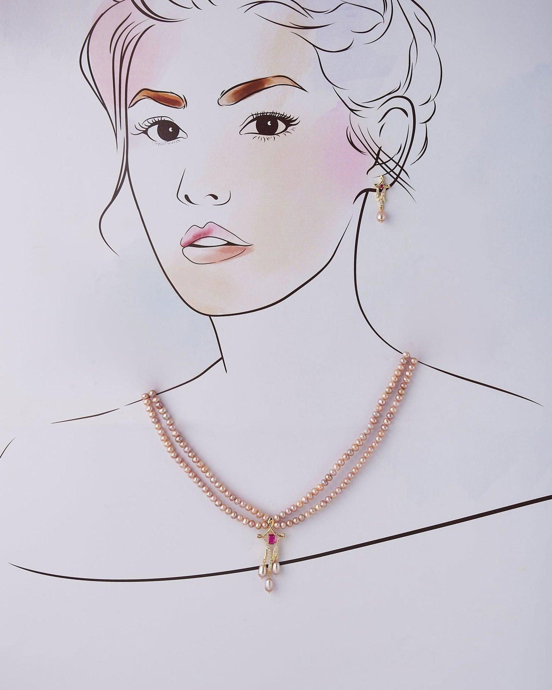 Ravishing Stone Studded Necklace Set - Chandrani Pearls