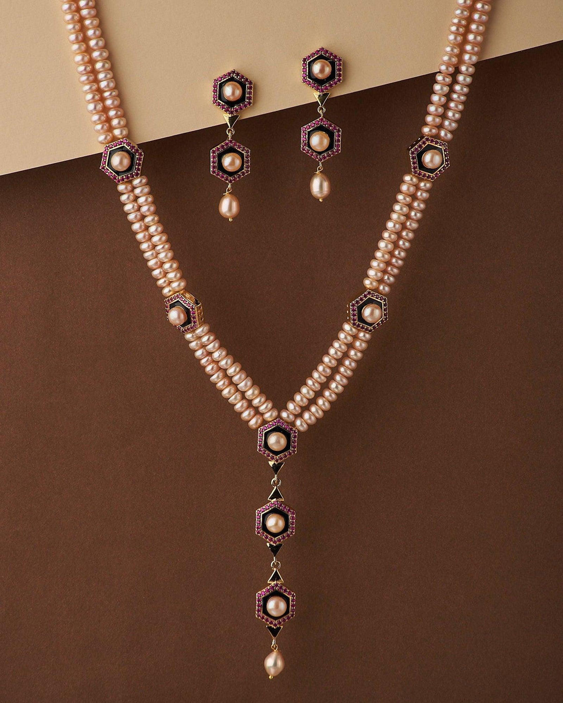 Ravishing Stone Studded Necklace Set - Chandrani Pearls