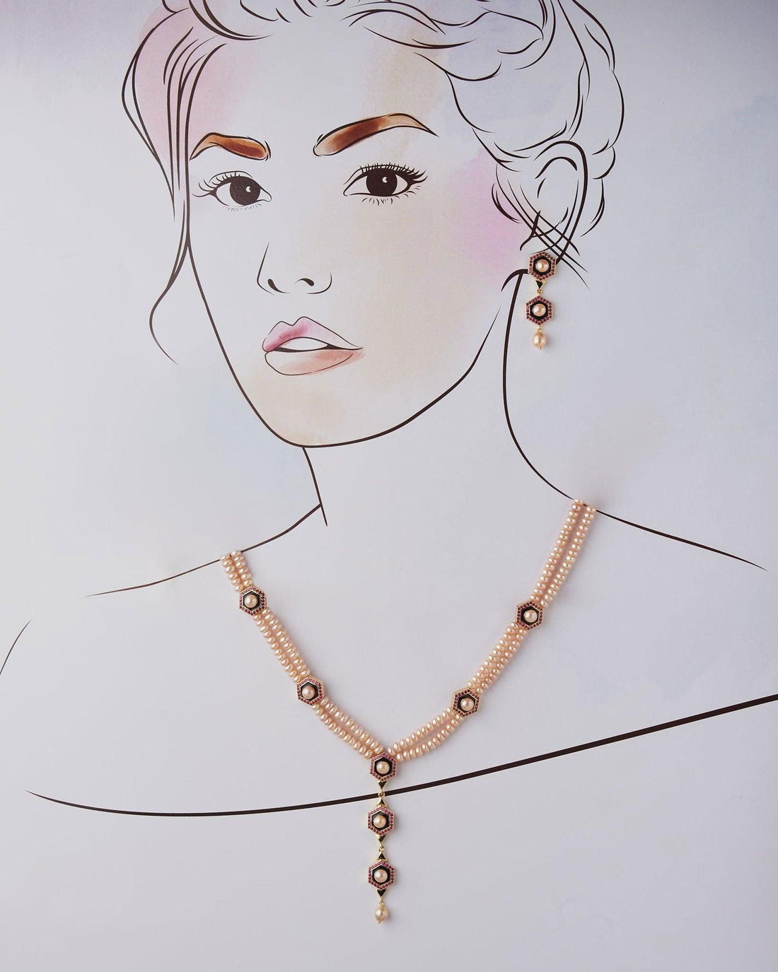 Ravishing Stone Studded Necklace Set - Chandrani Pearls