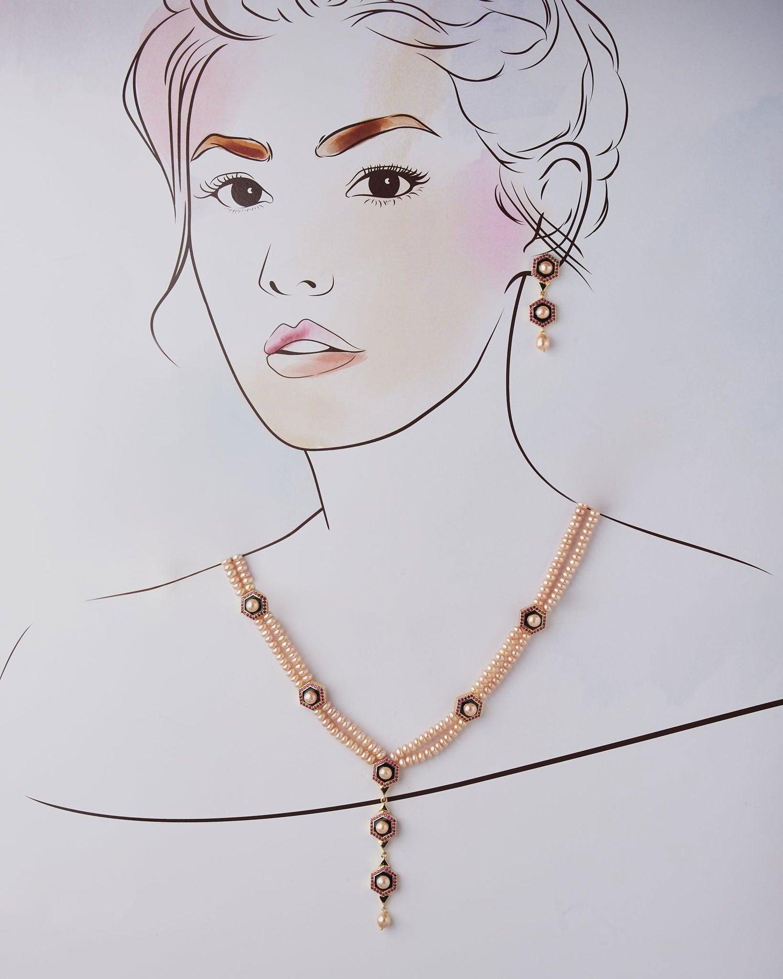 Ravishing Stone Studded Necklace Set - Chandrani Pearls