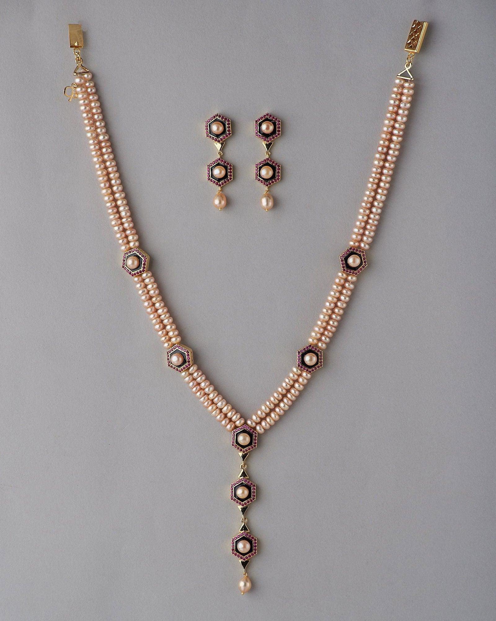 Ravishing Stone Studded Necklace Set - Chandrani Pearls