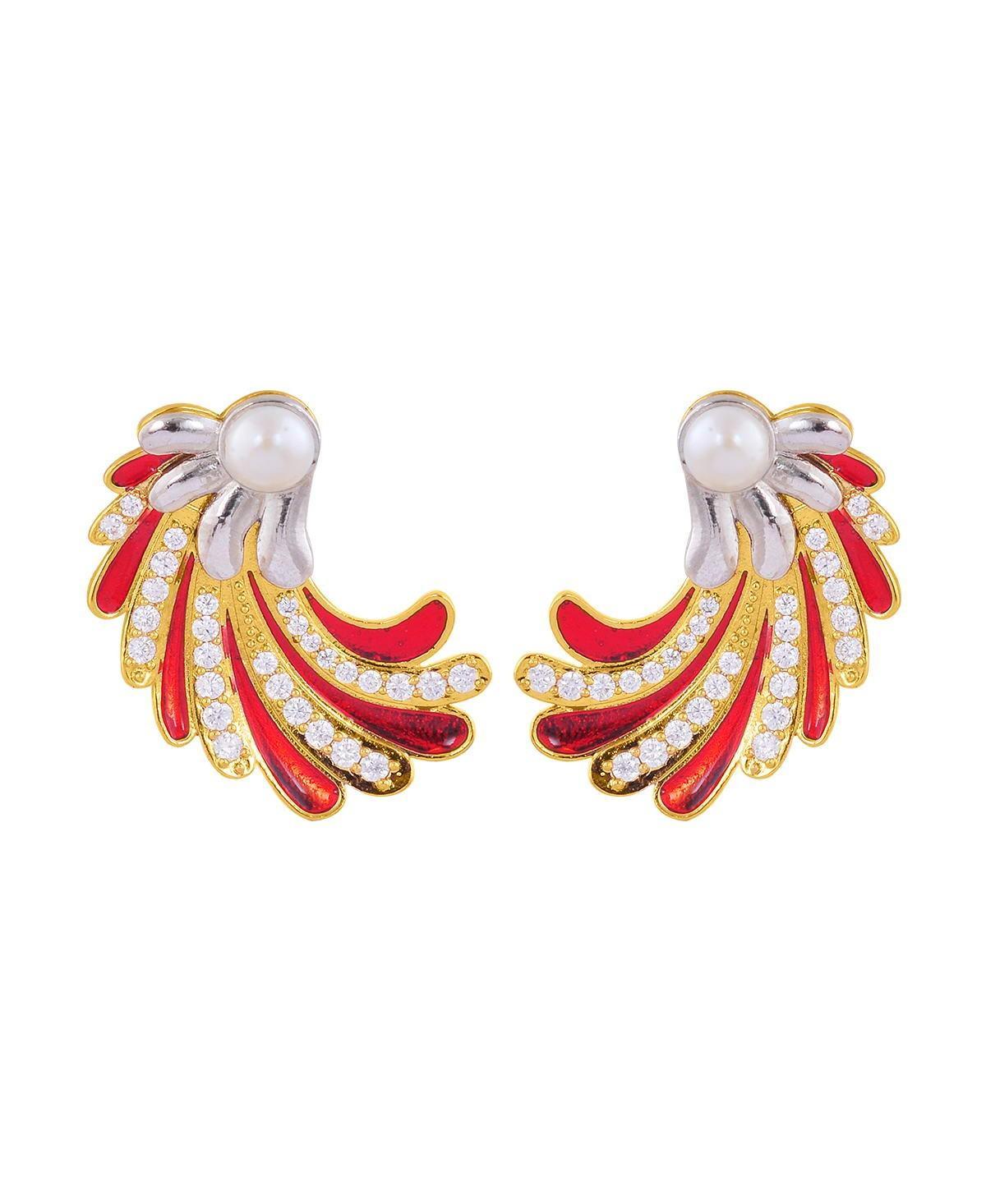Real Pearl Enamel Earring - Chandrani Pearls