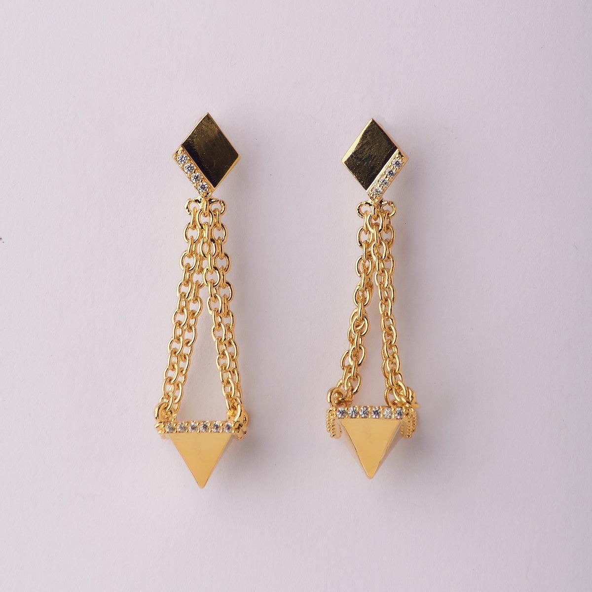 Regal Metallic Hanging Earring - Chandrani Pearls