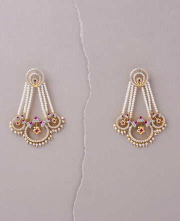 Regal Pearl and Stone Jhumka - Chandrani Pearls